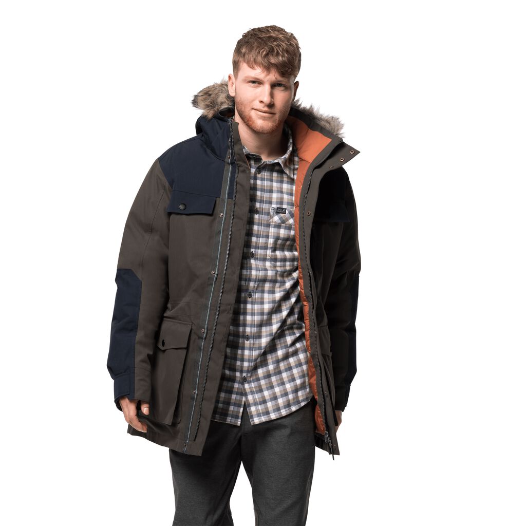 Jack Wolfskin GLACIER BAY Vestes Homme Gris Marron - NGQCEJY-14